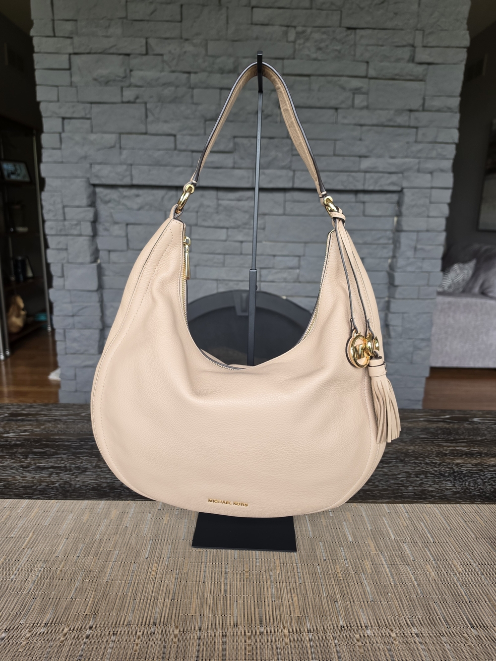 Michael Kors Beige Leather Hobo Bag
